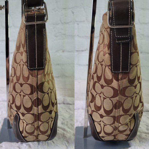 COACH 6076 Signature Jacquard Brown Canvas Bucket Shoulder Bag - Picture 5 of 14